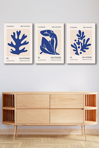 Tilki Dünyası Henri Matisse 3-Piece Canvas Painting Set - Modern Wall Paintin...