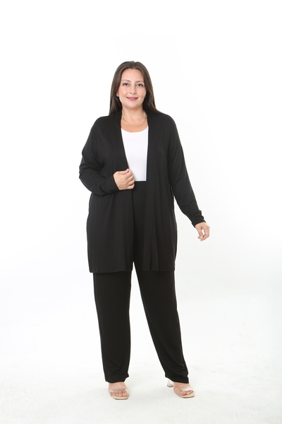 XL Modam Women's Lycra Viscose Plus Size Cardigan Pants Suit