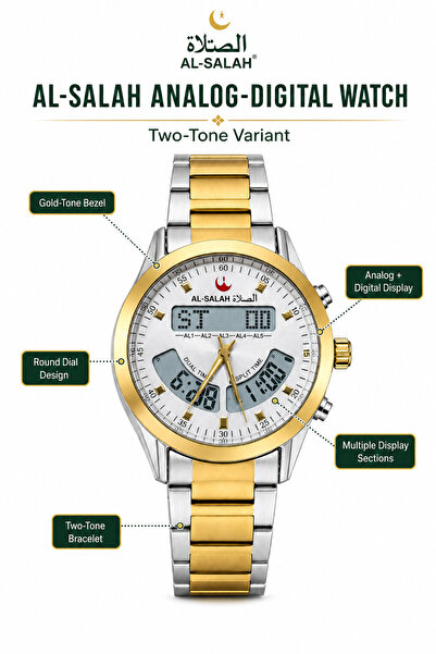 al salah watch AL-SALAH Analog Digital Wristwatch – Silver Round Dial, Metal ...