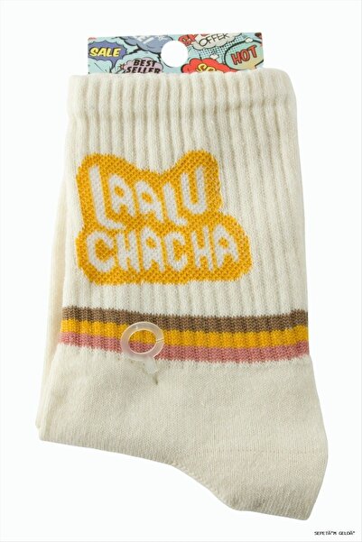 ZERO LAND Spt-Gld Striped College Socks (130030) 8X28 Cream
