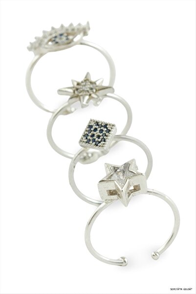 ZERO LAND Spt-Gld Mixed Figured Zircon Stone Metal Ring (125515) Silver Color