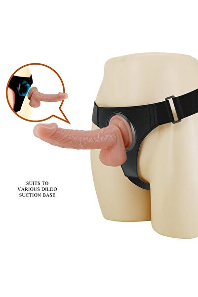 PRETTY LOVE Vibrator realist cu sistem strap-on Kevin Harness Briefs, 18,3 cm, ham universal reglabil