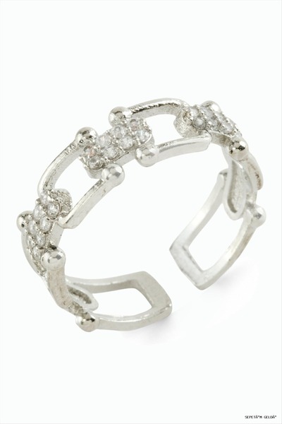 ZERO LAND Spt-Gld Oval Stone Ring (125557) Silver Color
