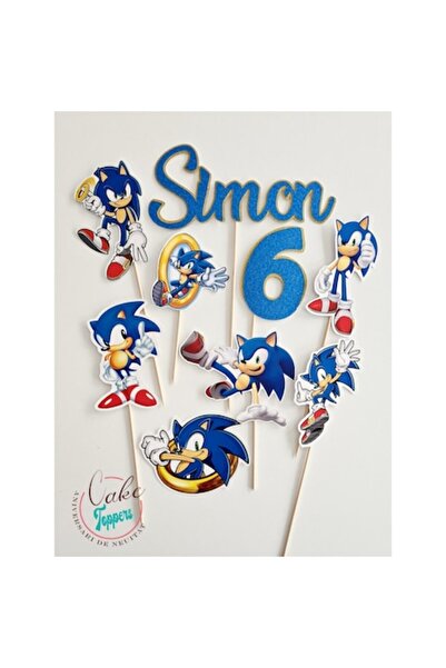 Aniversari de Neuitat Set de topper-uri Sonic, 5x12cm, carton lucios, spate a...