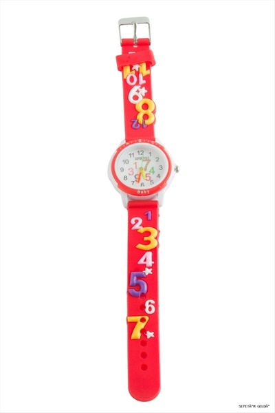 ZERO LAND Spt-Gld Number Embossed Children's Hand (140618) Red Watch