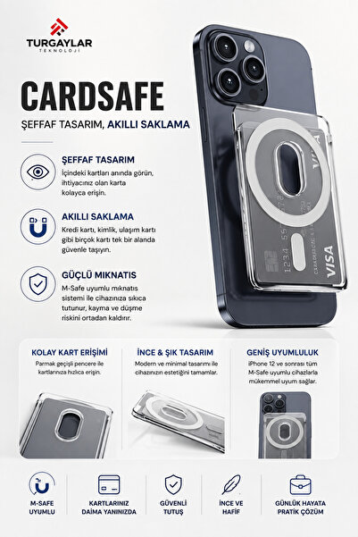 Genel Markalar M-Safe Manyetik Şeffaf Telefon Kartlığı – iPhone Uyumlu Güçlü ...