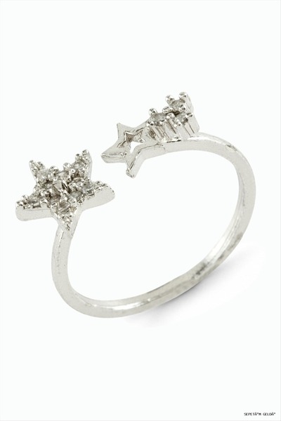 ZERO LAND Spt-Gld Star Zircon Stone Metal Ring (125443) Silver Color