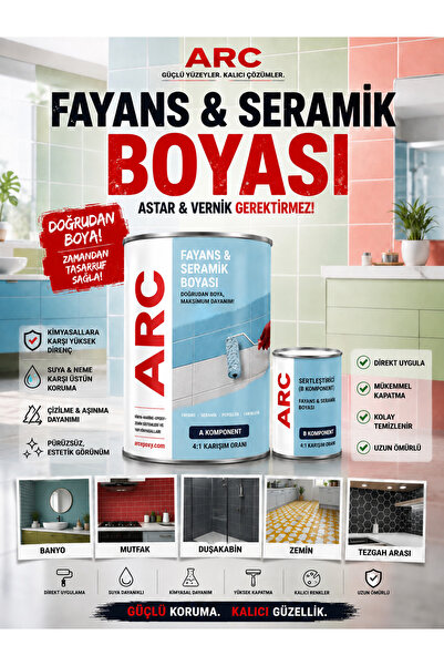 ARCMARİN KİMYA VE DENİZCİLİK HIRDAVAT Fayans Seramik Boyası-Yeni Nesil Astar ...