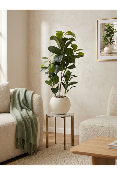 co arma Artificial Plant (Lemon) in a White Spherical Pot, Height 60 cm