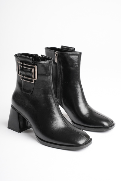 Griffa Shoes Women's Black Thick Heeled Boots & Booties