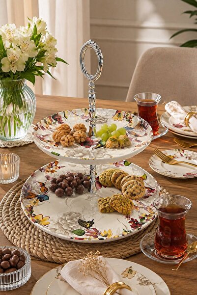 HAZARPAZAR 2 Katlı Pasta/Kurabiyelik/Şekerlik/Meyvelik Sunum Standı