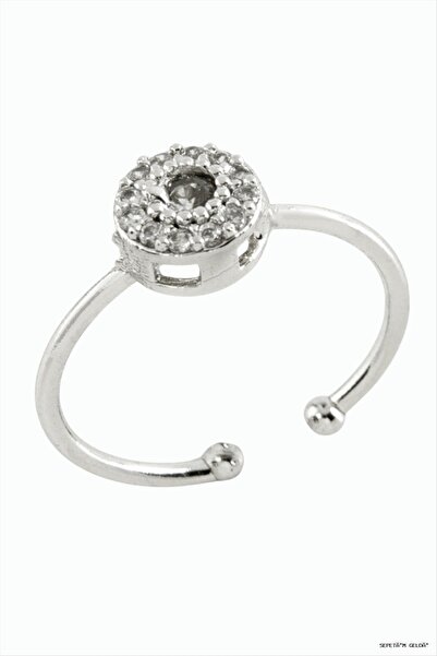 ZERO LAND Spt-Gld Round Zircon Stone Metal Ring (125455) Silver Color