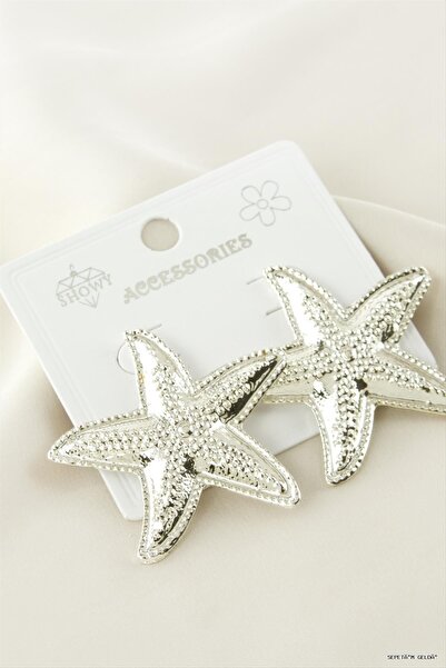 ZERO LAND Spt-Gld Starfish Metal Earrings (131308) Silver Color