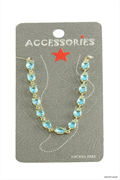ZERO LAND Spt-Gld Savoroski Zircon Stone (140745) Anklet Blue