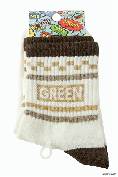 ZERO LAND Spt-Gld Striped College Socks (130037) 8X28 Cream