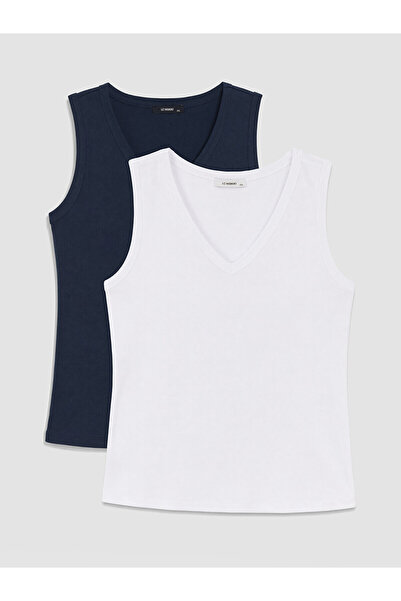 LC Waikiki Trendlucky Plus Size with Difference Women's V-Neck Undershirt 2-P...
