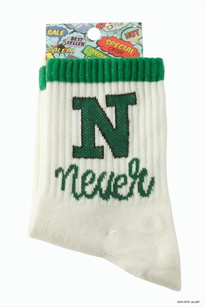 ZERO LAND Spt-Gld Never Written College Socks (130148) 8X28 Cream