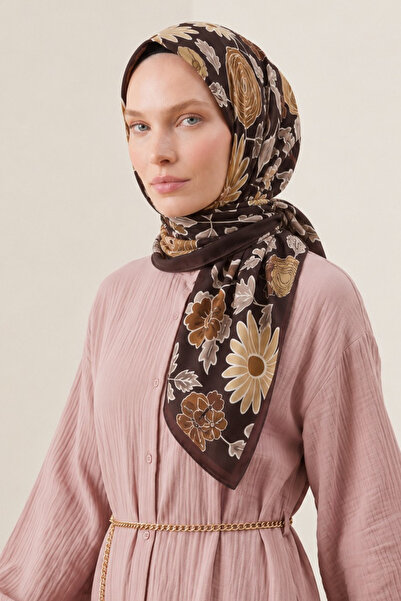 BONASERA EŞARP Women's Daily Scarf Printed Stylish Natural Printed Hand-Sewn ...