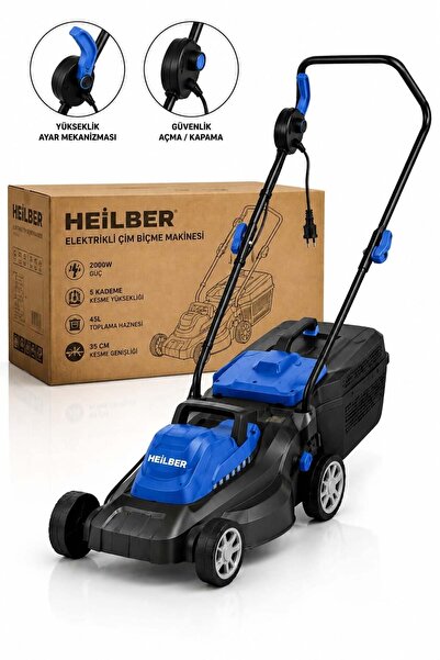 HEİLBER BA0115371 2000W Elektrikli Çim Biçme Makinesi – 35 cm Kesim Genişliği...