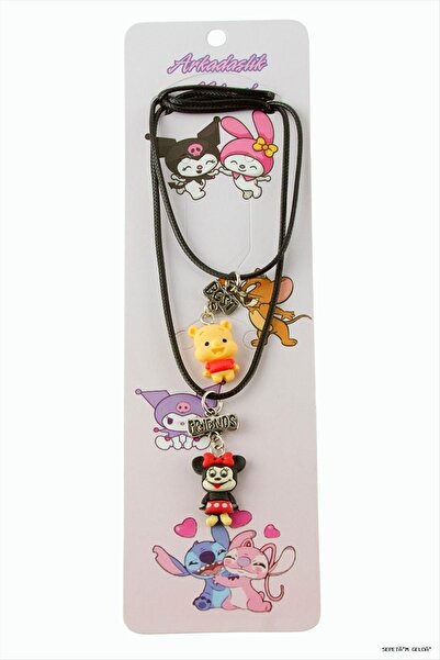ZERO LAND Spt-Gld Çzgflm Character Friendship Necklaces -Couple (131523) Neck...