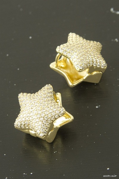 ZERO LAND Spt-Gld Xuping Star Zircon Stone Luxury Steel (130017) Earrings Yellow