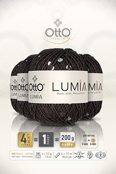 Otto LUMIA • Καφέ-Ασημί Παγιέτες (9464) • Συσκευασία 4 τεμαχίων × 50 γρ / 90 ...