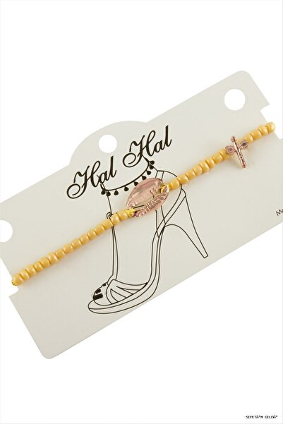 ZERO LAND Spt-Gld Roz Colored Sea Shell Beads (141515) Anklet Yellow