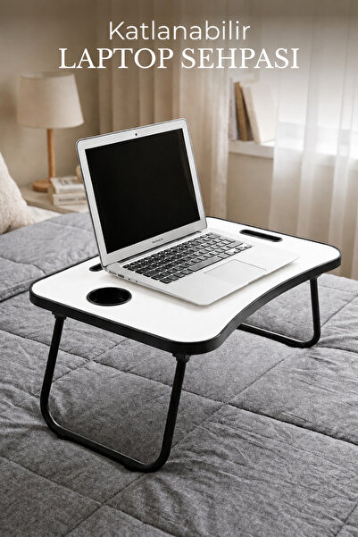 Nandy Home Portatif Katlanır Laptop Sehpası Tablet Telefon ve Bardak Tutuculu...