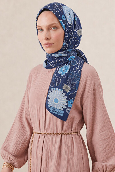BONASERA EŞARP Women's Daily Scarf Printed Stylish Natural Printed Hand-Sewn ...