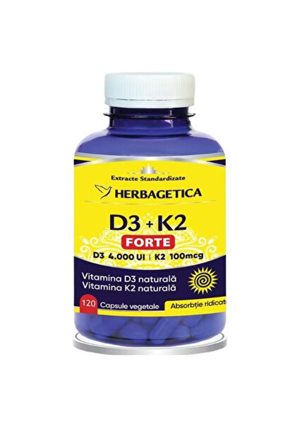 herbagetica Vitamin D3 + K2 Forte - Herbagetica, 120 capsules