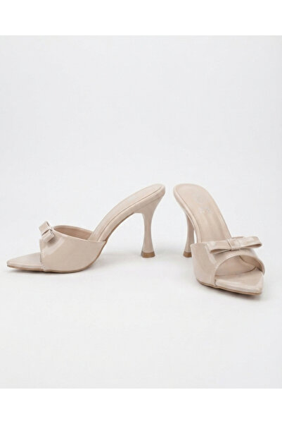 Enes Ayakkabıcılık Women's Patent Leather Bowknot Pointed Toe Thin Heeled Sty...