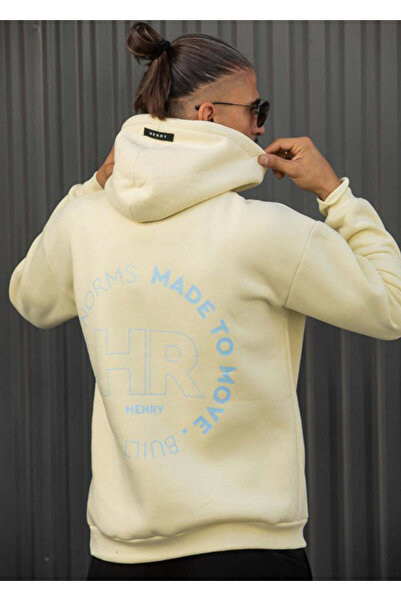 HENRY CLOTHING Ανδρικό φούτερ με κουκούλα και εντυπωσιακό τύπωμα στην πλάτη -...