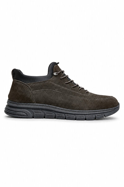 Ekonomik Ayakkabı Men's Brown Nubuck Casual Shoes Lace-Up Thick Sole Casual C...