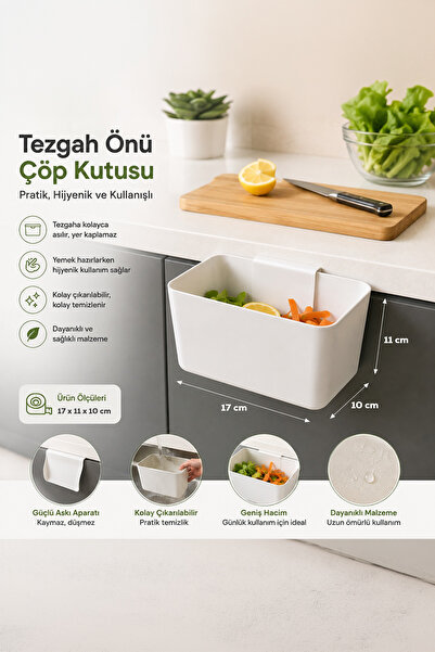 Porsima Junk Dolapiçi Askılı Çöp Kutusu - Dolap Kapağı Asmalı Mutfak Banyo Çö...