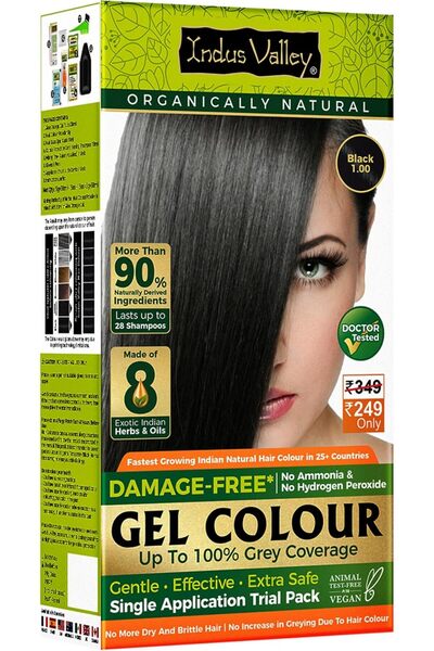 Indus Valley Damage free Gel hair colour Trial Pack- Black