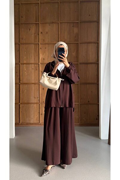 Bliss طقم نسائي مكون من قطعتين بسحّابات، كارديجان فضفاض وبنطلون واسع، مناسب ل...