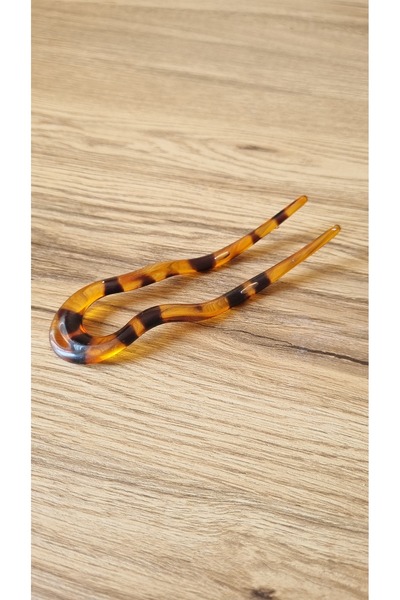 Osha Aksesuar Brown Barrette Leopard Pattern Women's Hair Bun Clip