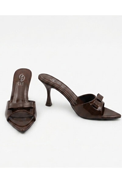 Enes Ayakkabıcılık Women's patent leather bow detail pointed toe stiletto hee...