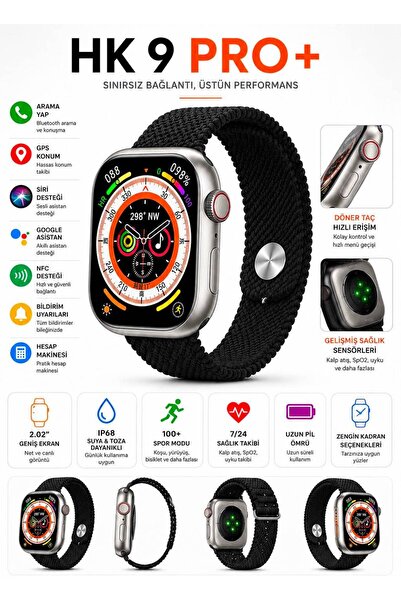 Wearfit Pro HK9 Pro+ Akıllı Saat 2.02 İnç Ekran GPS Bluetooth Arama NFC Sağlı...