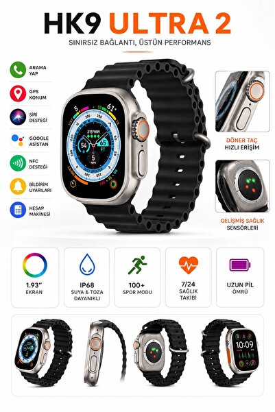 Wearfit Pro HK9 Ultra2 Akıllı Saat 2.02 İnç AMOLED Ekran GPS Bluetooth Arama ...