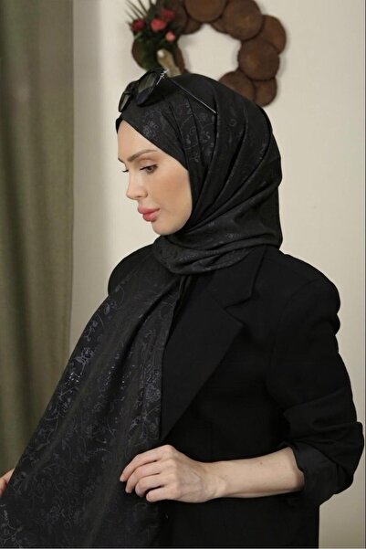 İSTDONATELLA Flowered Pattern Thin Medina Silk Jacquard Shawl