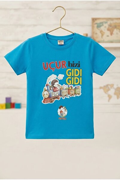 Pıstıllı Baskılı Çocuk Tişört Uçur Bizi Gıdı Gıdı