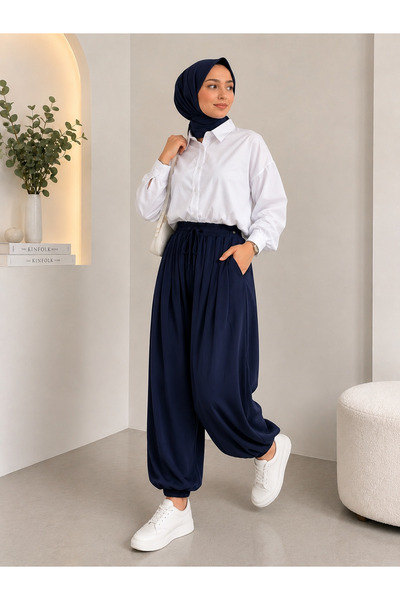 VıoShıne Women's Pleated, Elastic-Waisted, Pocketed, Loose-Fit Shalwar Pants