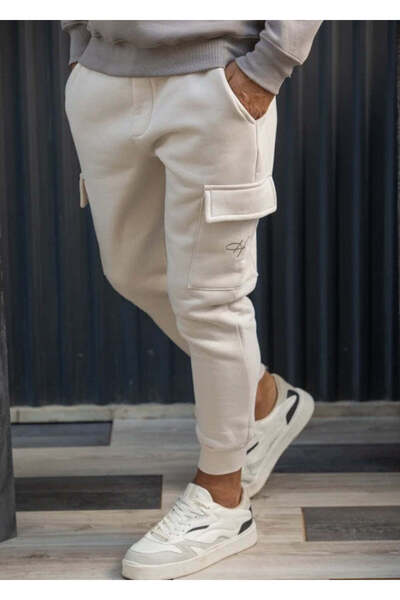 HENRY CLOTHING Ανδρική αθλητική φόρμα cargo - Μπεζ 6-705