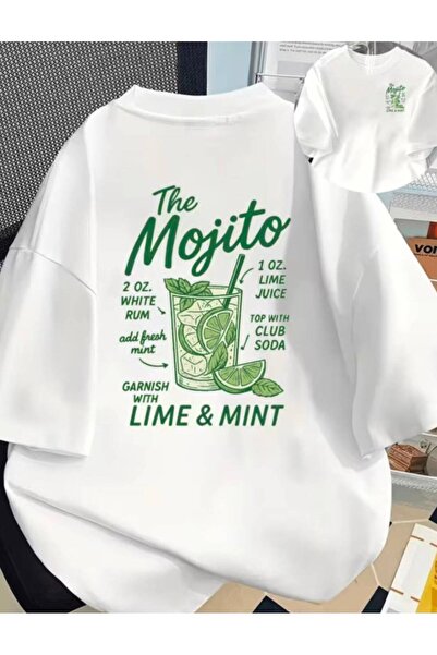LELVANİ The Mojito Lime&Mint Green Lemon Drink Printed Crewneck T-Shirt