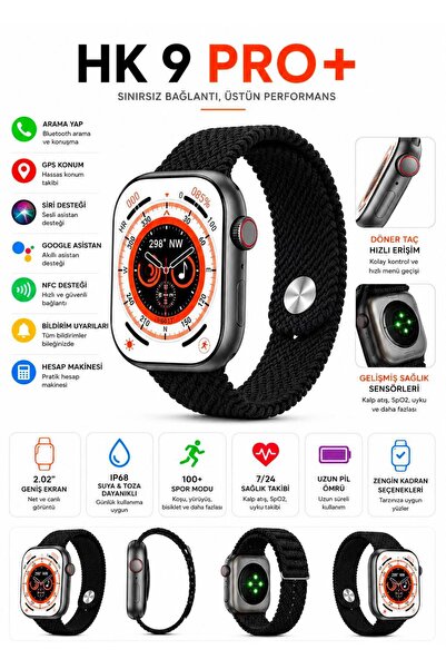 Wearfit Pro HK9 Pro+ Akıllı Saat 2.02 İnç Ekran GPS Bluetooth Arama NFC Sağlı...