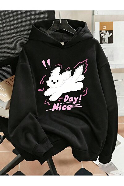 SVART WEAR Children's Nice Day Printed Hoodie Hooded Sweatshirt Combed Cotton...