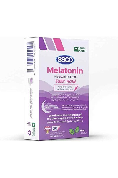 Saco ميلاتونين 1.5 ملغ بنكهة النعناع، 30 شريطًا