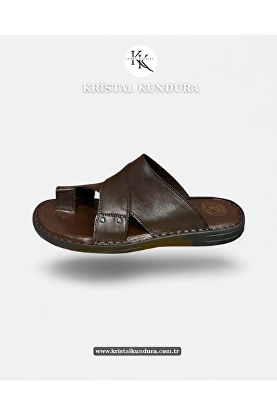 Kristal Kr.334 Full Orthopedic Genuine Leather Soft Sole Men's Slippers