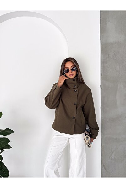 Ekim Store Buttoned Cashmere Jacket with High Collar